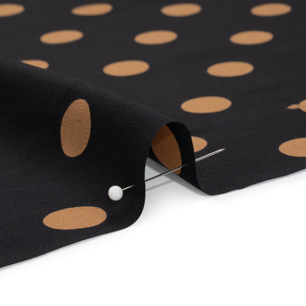 Famous Australian Designer Black and Gold Polka Dot Silk Crepe de Chine Folded