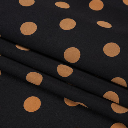 Famous Australian Designer Black and Gold Polka Dot Silk Crepe de Chine Full