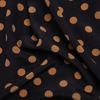 Famous Australian Designer Black and Gold Polka Dot Silk Crepe de Chine