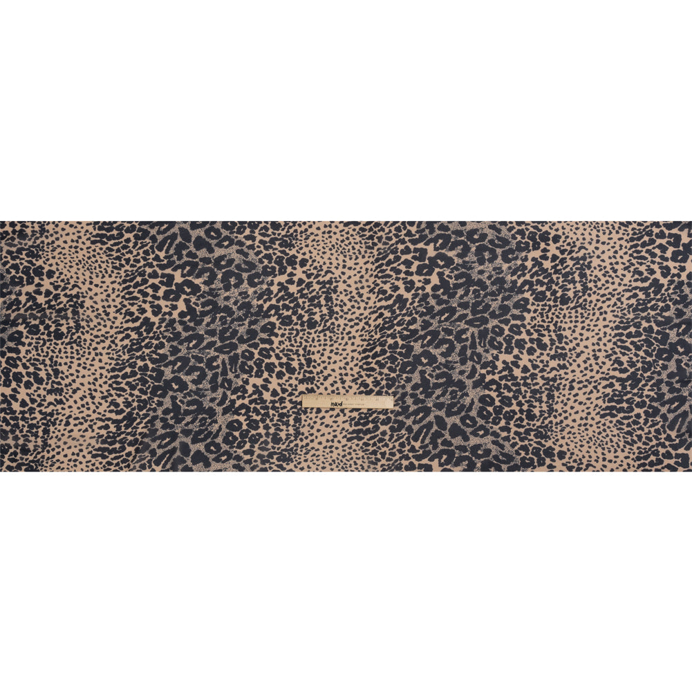 Famous Australian Designer Beige and Black Animal Spots Viscose Georgette Drape