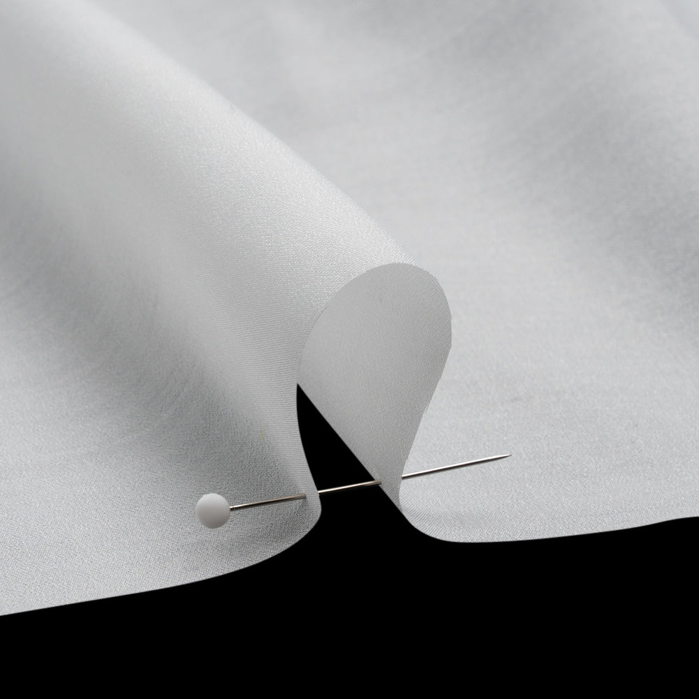 Famous Australian Designer White Shimmering Crisp Polyester Woven Detail