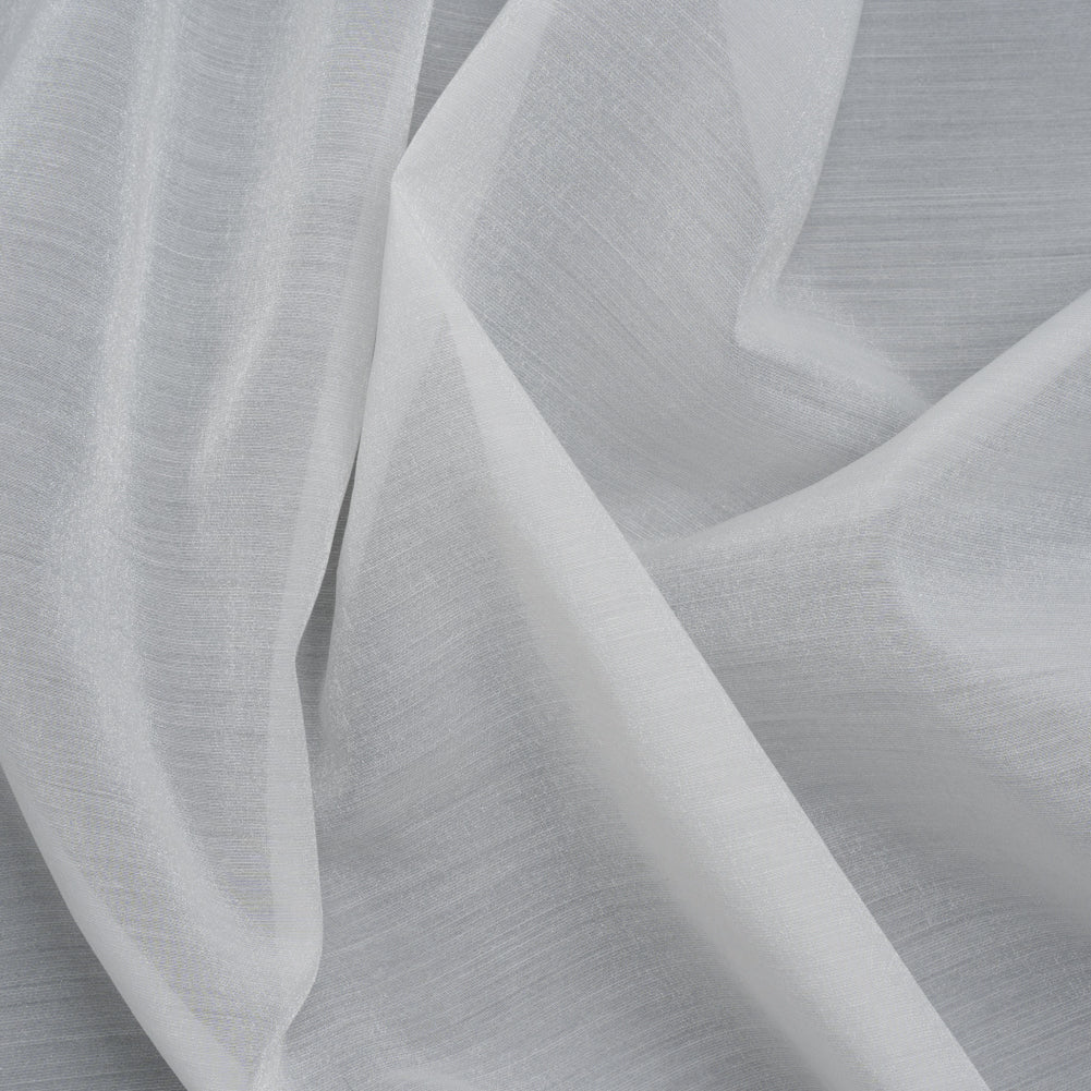 Famous Australian Designer White Shimmering Crisp Polyester Woven