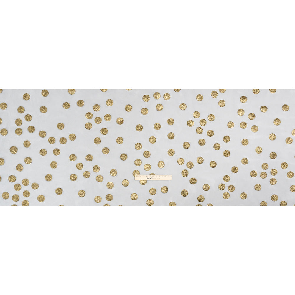 Famous Australian Designer Black and Gold Glitter Polka Dots Tulle Full
