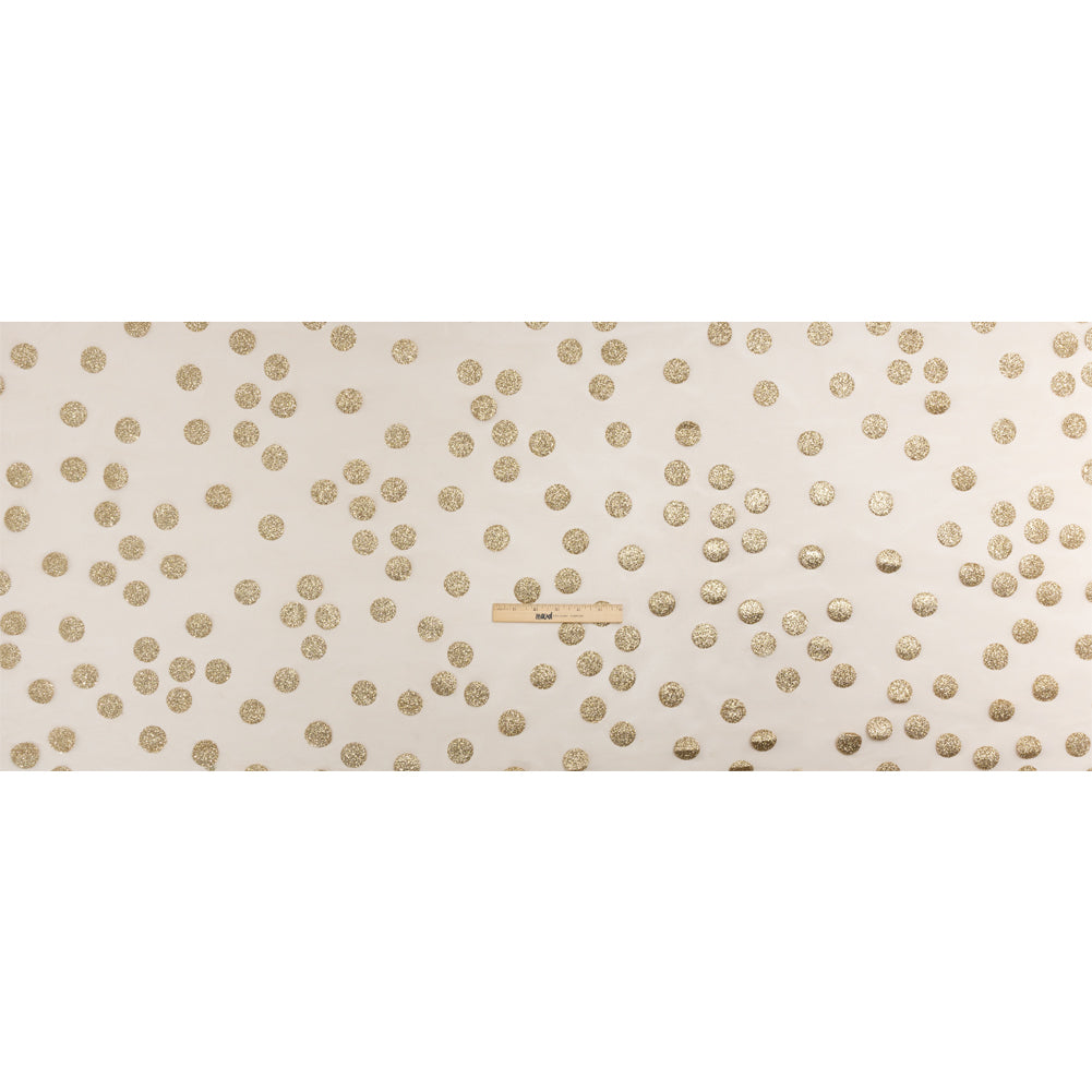 Famous Australian Designer Nude and Gold Glitter Polka Dots Tulle Full