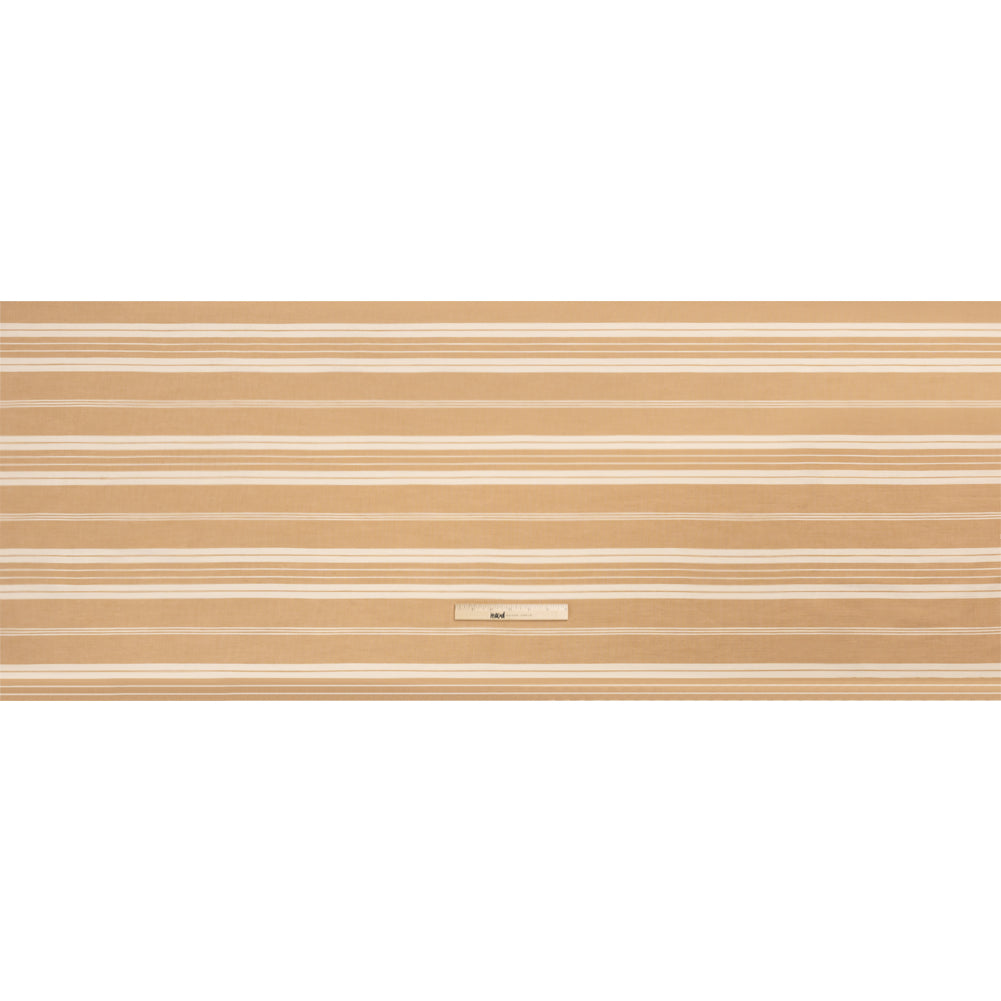 Famous Australian Designer Beige and Cream Ticking Stripes Soft Cotton and Linen Woven Full