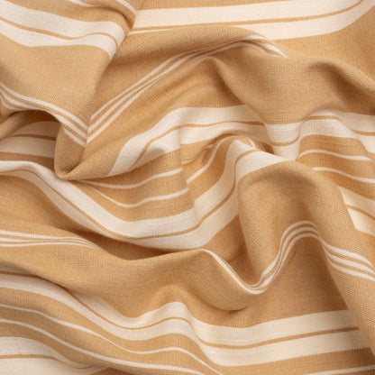 Famous Australian Designer Beige and Cream Ticking Stripes Soft Cotton and Linen Woven