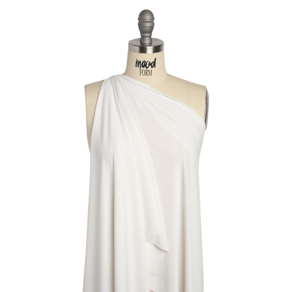 Famous Australian Designer White Stretch Polyester Jersey Drape