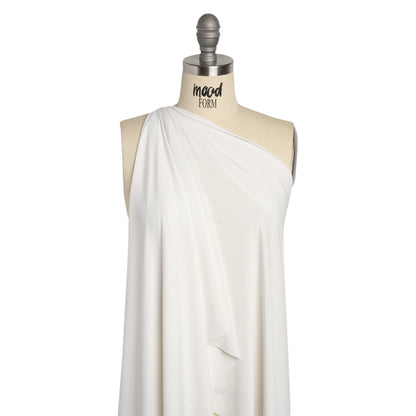 Famous Australian Designer White Stretch Polyester Jersey Drape