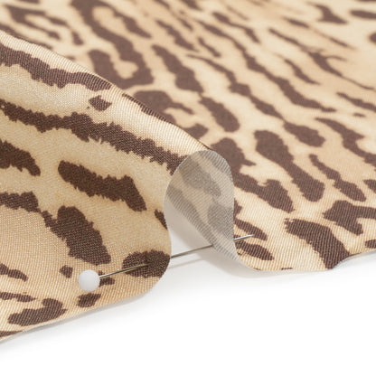 Famous Australian Designer Beige and Brown Animal Spots Silk Woven Folded
