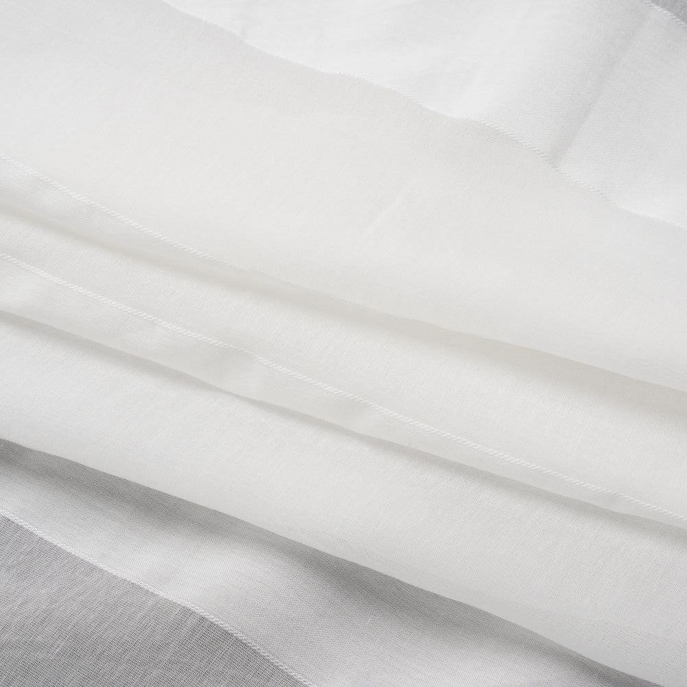 Famous Australian Designer White Burnout Awning Stripes Cotton and Silk Voile Folded