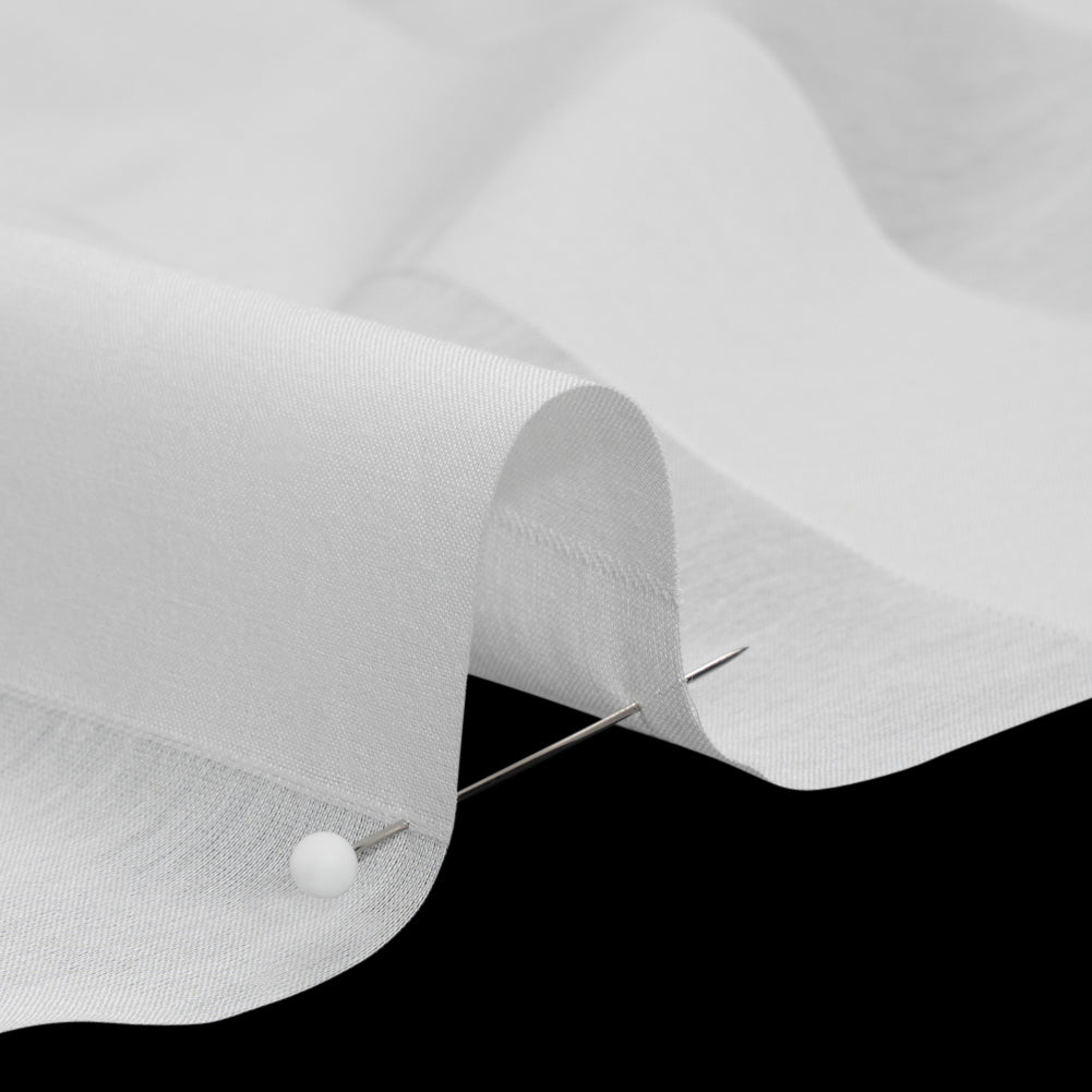 Famous Australian Designer White Burnout Awning Stripes Cotton and Silk Voile Detail