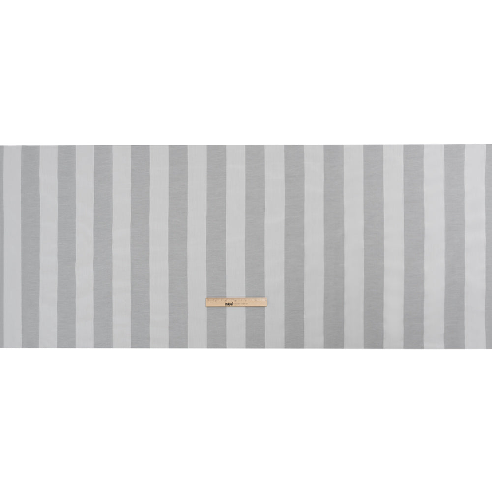Famous Australian Designer White Burnout Awning Stripes Cotton and Silk Voile Full
