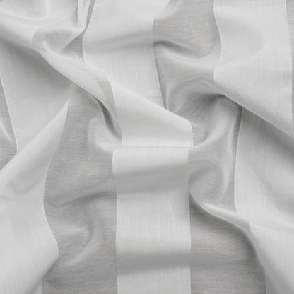 Famous Australian Designer White Burnout Awning Stripes Cotton and Silk Voile