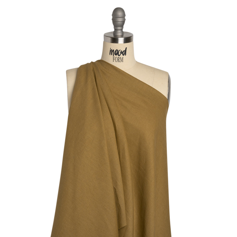 Famous Australian Designer Khaki Linen and Cotton Woven Drape