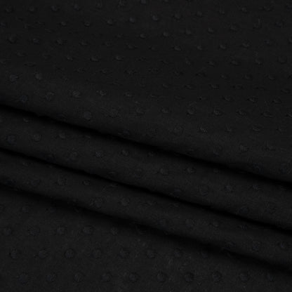 Famous Australian Designer Black Embroidered Polka Dots Medium Weight Linen and Cotton Woven Folded