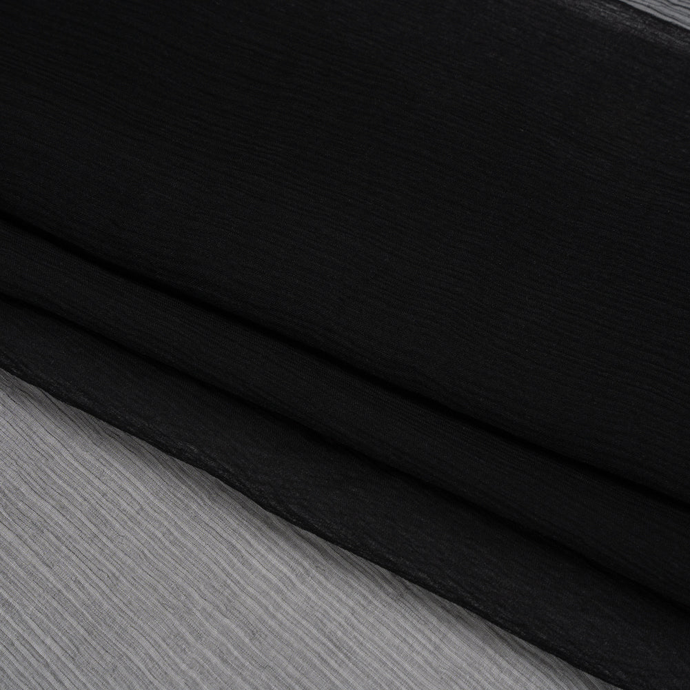 Famous Australian Designer Black Crinkled Silk Chiffon Folded