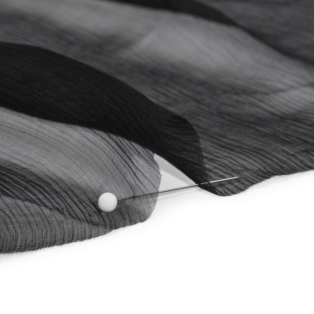 Famous Australian Designer Black Crinkled Silk Chiffon Detail