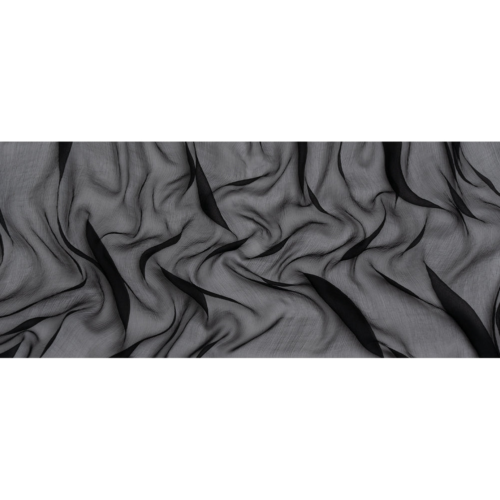 Famous Australian Designer Black Crinkled Silk Chiffon Full