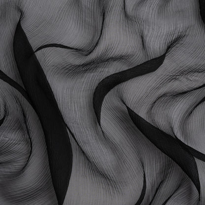 Famous Australian Designer Black Crinkled Silk Chiffon