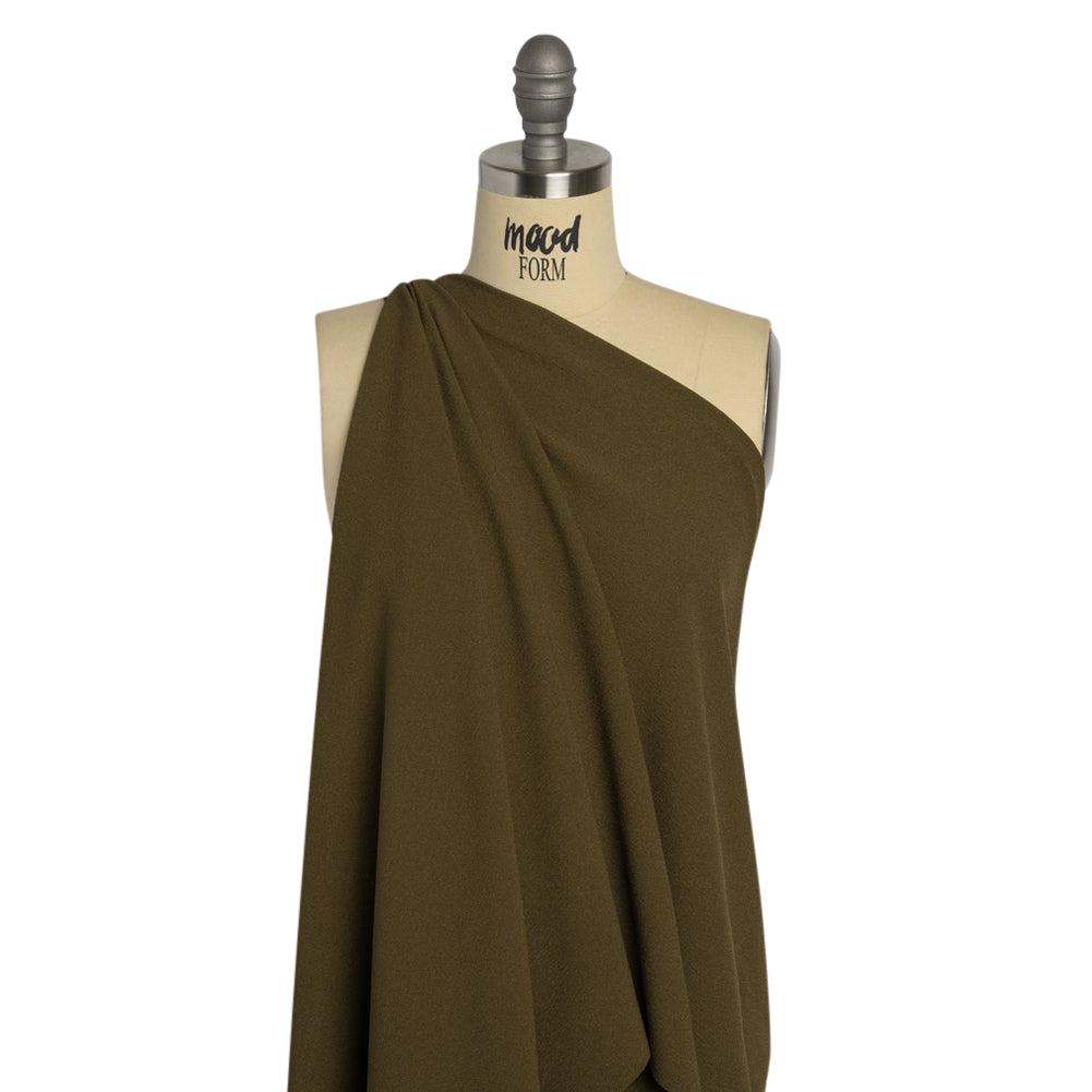 Famous Australian Designer Olive Green Stretch Polyester Crepe Drape