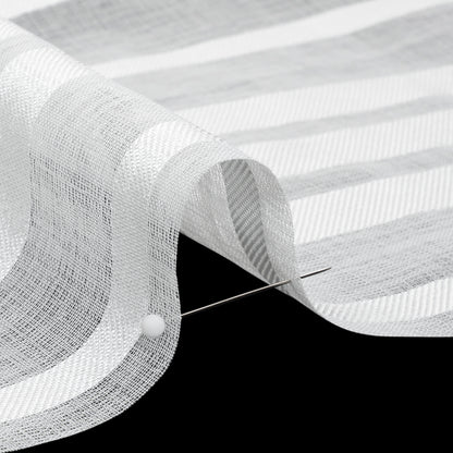 Famous Australian Designer White Sheer Stripes Polyester Woven Detail