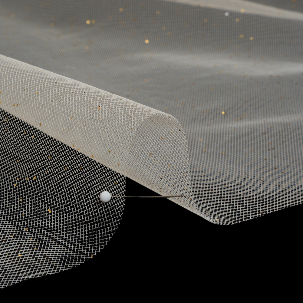 Famous Australian Designer Cream and Gold Glitter Speckled Tulle Detail