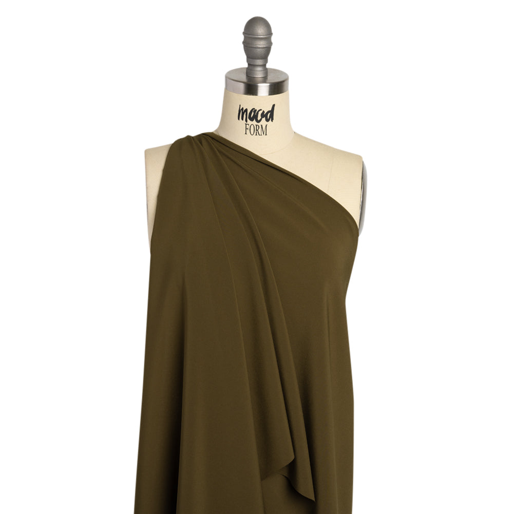 Famous Australian Designer Dark Olive Stretch Polyester Lining Drape