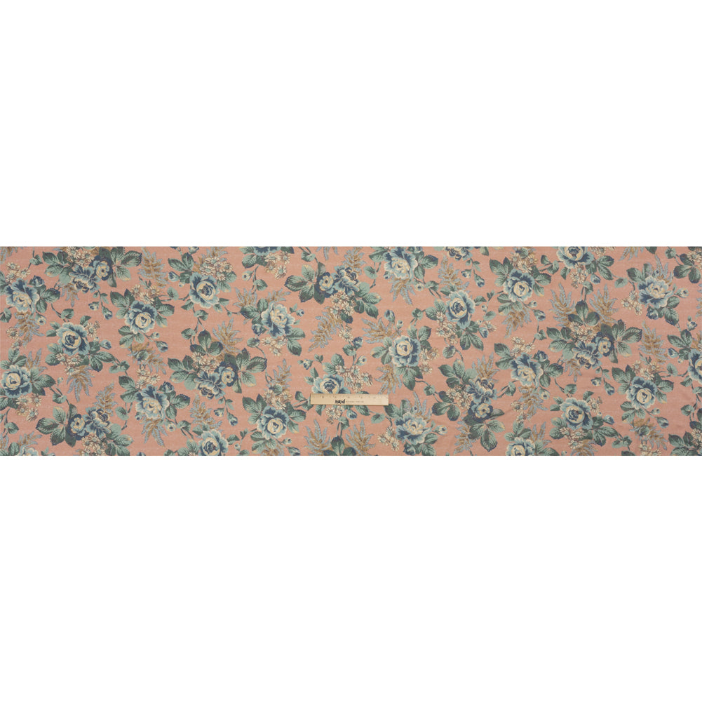 Famous Australian Designer Blue, Green and Beige Floral Stretch Polyester Jersey Full