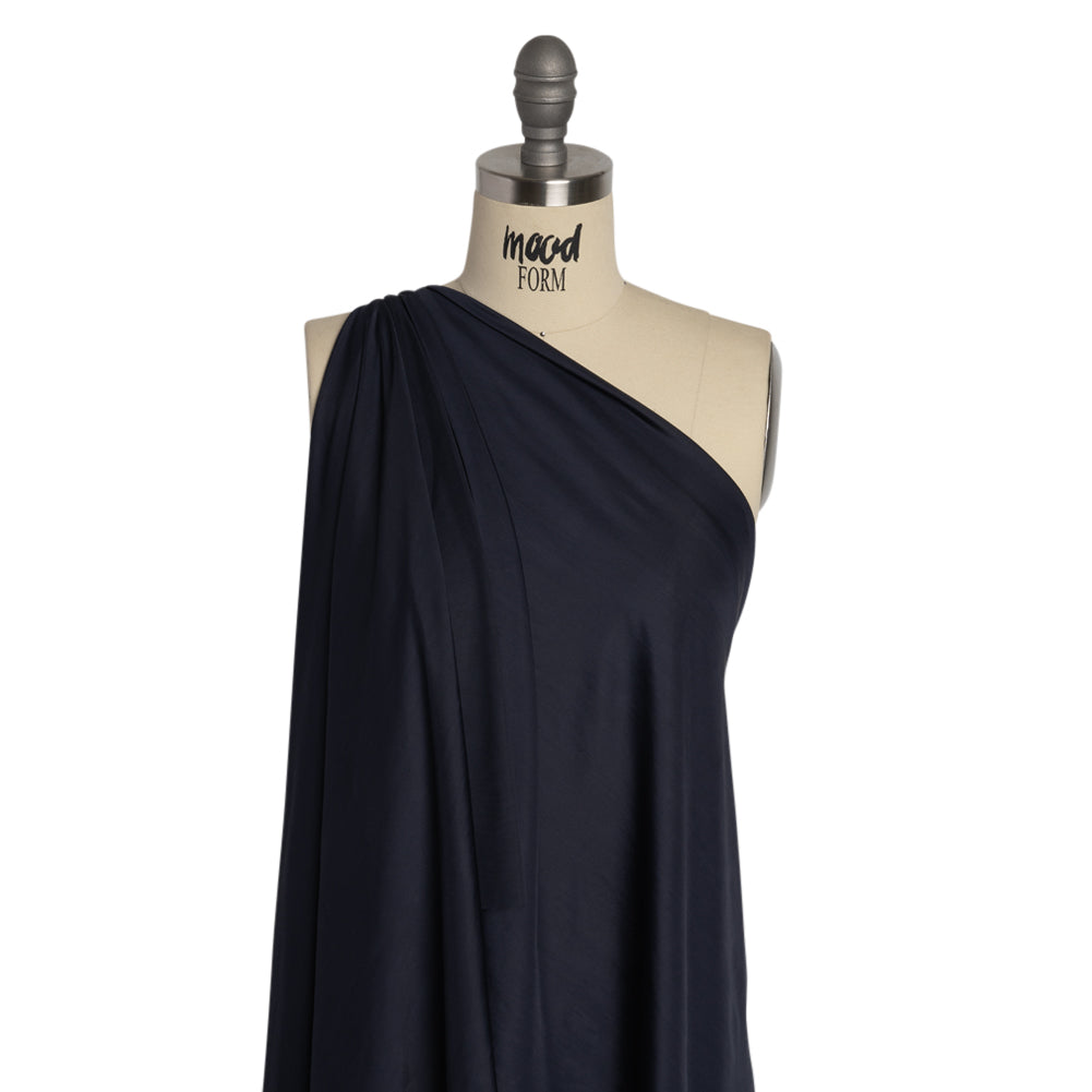 Famous Australian Designer Midnight Navy Stretch Polyester Jersey Drape