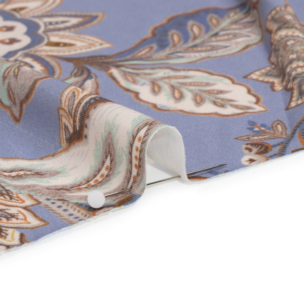 Famous Australian Designer Pink, Periwinkle and Mint Patchwork Paisley Stretch Polyester Jersey Detail