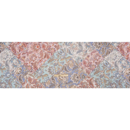 Famous Australian Designer Pink, Periwinkle and Mint Patchwork Paisley Stretch Polyester Jersey Full