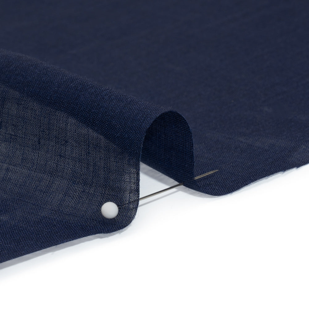 Famous Australian Designer Navy Lightweight Ramie Woven Detail