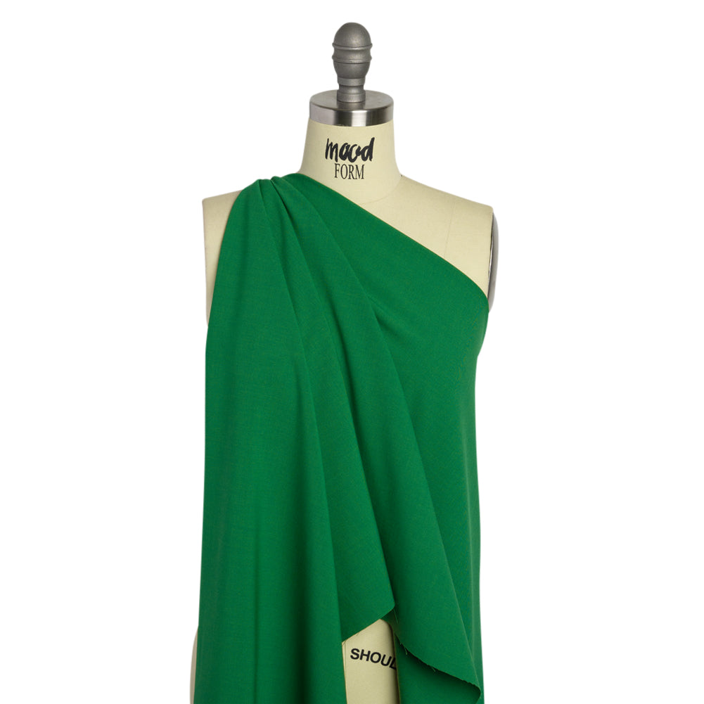 Famous Australian Designer Green Stretch Wool and Polyester Suiting Drape