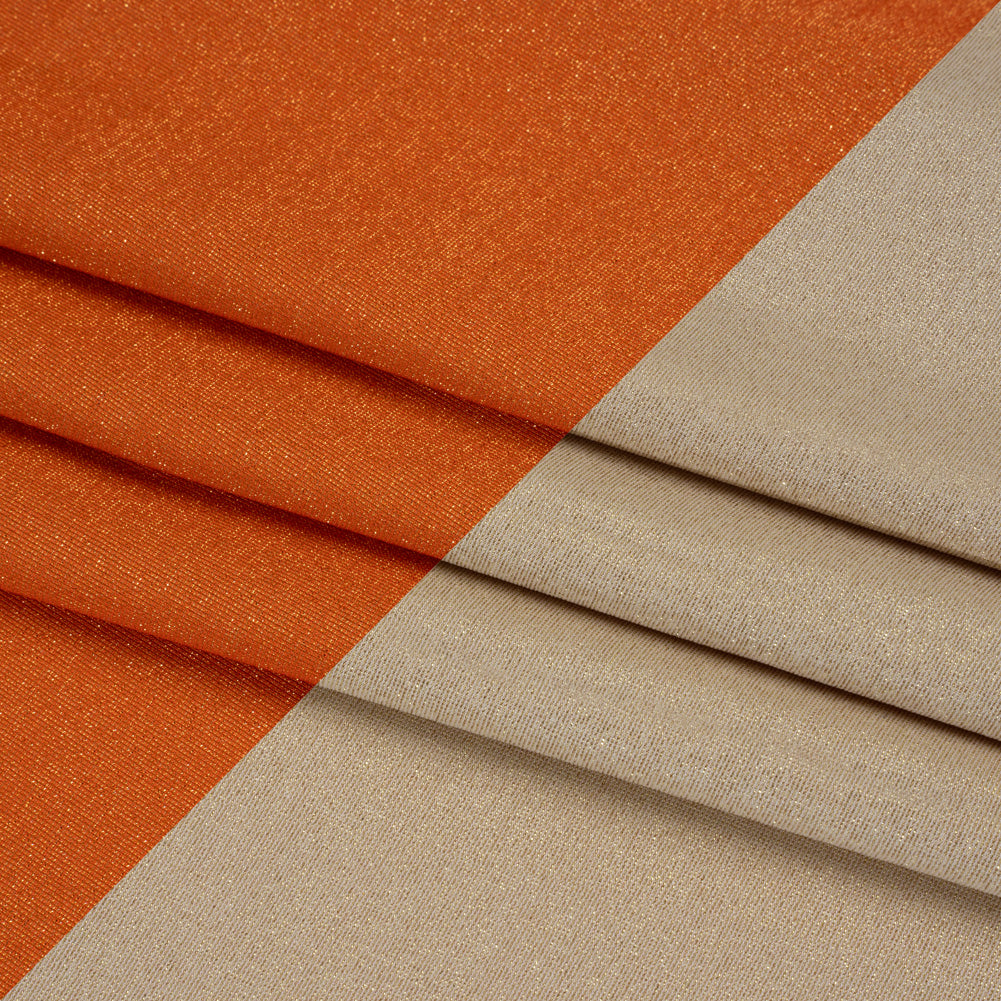 Famous Australian Designer Persimmon, Beige and Metallic Gold Double Face Stretch Polyester Tricot Folded