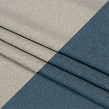 Famous Australian Designer Gray, French Blue and Metallic Gold Double Face Stretch Polyester Tricot Folded