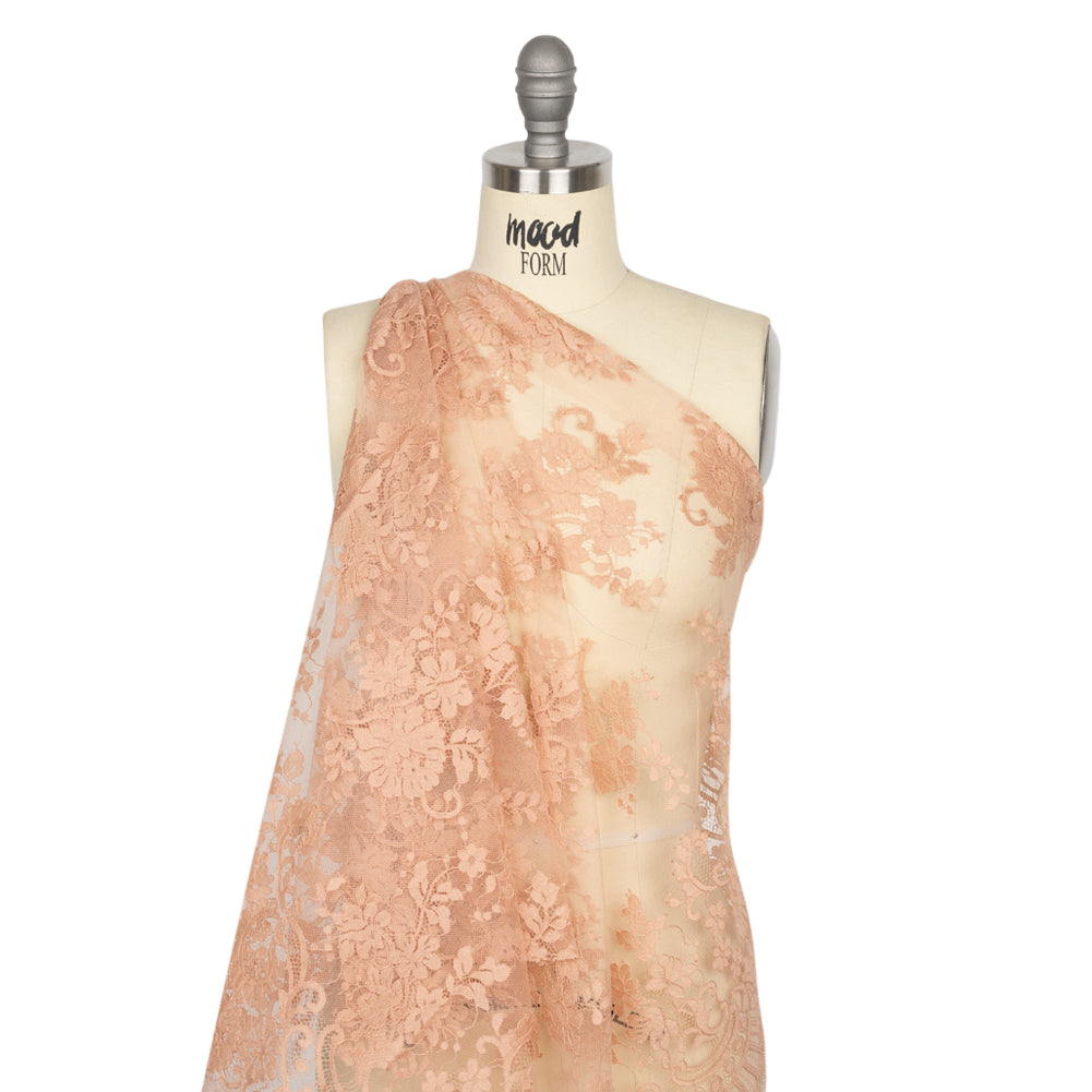 Famous Australian Designer Blush Floral Re-Embroidered Cotton and Nylon Lace Drape