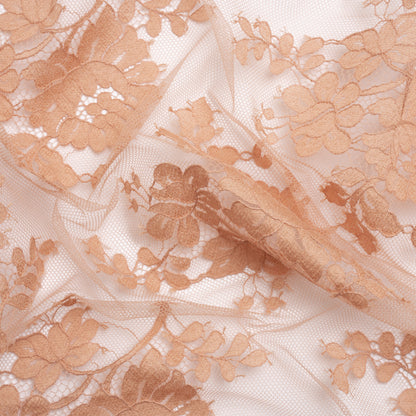 Famous Australian Designer Blush Floral Re-Embroidered Cotton and Nylon Lace