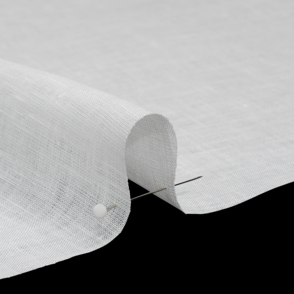 Famous Australian Designer White Lightweight Linen Woven Detail