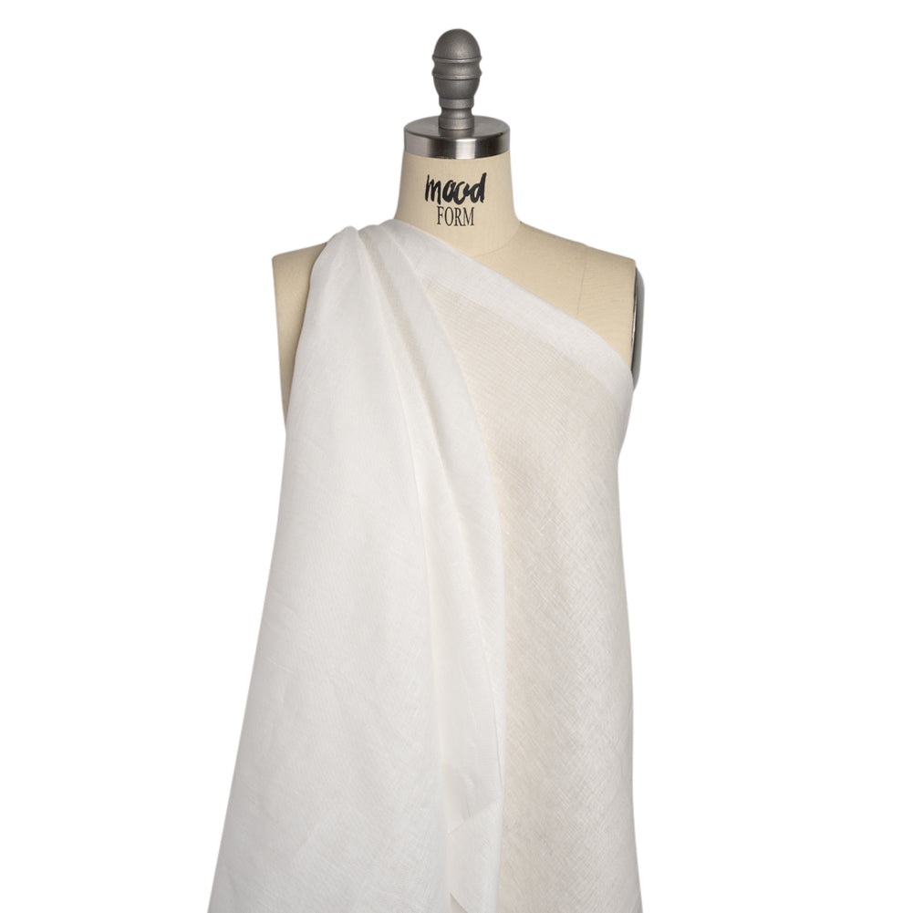 Famous Australian Designer White Lightweight Linen Woven Drape