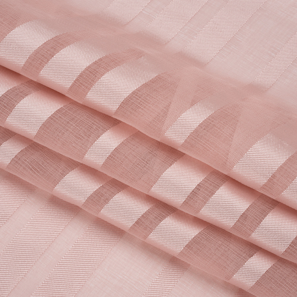 Famous Australian Designer Dusty Rose Striped Polyester Burnout Woven Folded