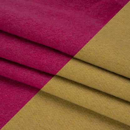 Italian Camel and Fuchsia Brushed Wool and Polyester Double Cloth Coating Folded