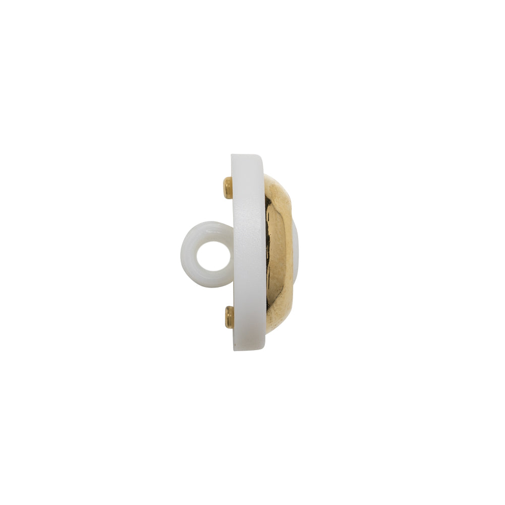 2-Piece Plastic Shank Back Button - White and Gold - 24L/15mm Folded