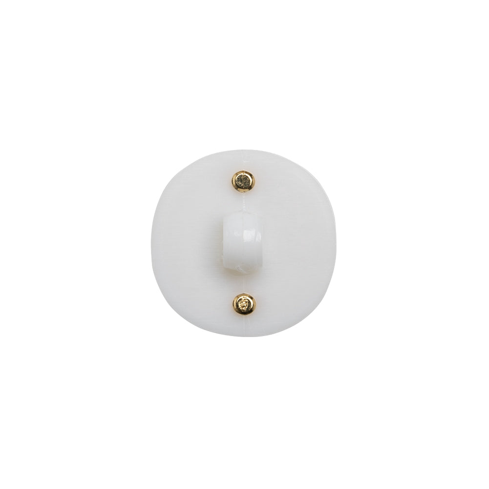 2-Piece Plastic Shank Back Button - White and Gold - 24L/15mm Detail