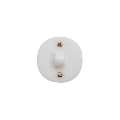 2-Piece Plastic Shank Back Button - White and Gold - 24L/15mm Detail