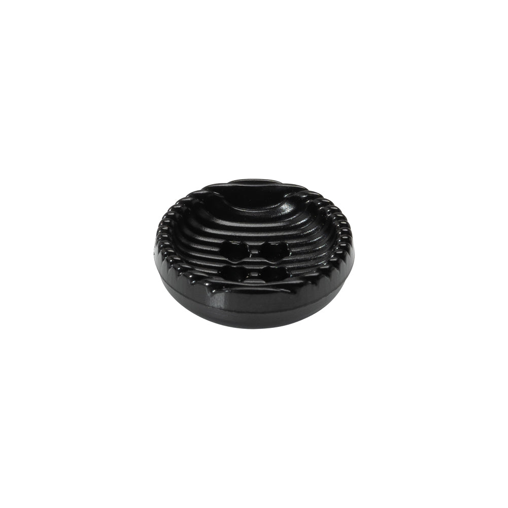 Plastic 4 Hole Button - Ribbed Black Bowl Shaped - 24L/15mm Folded