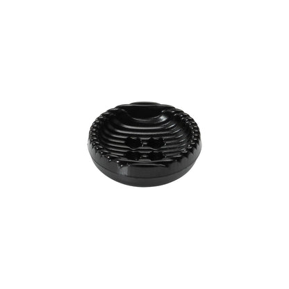 Plastic 4 Hole Button - Ribbed Black Bowl Shaped - 24L/15mm Folded