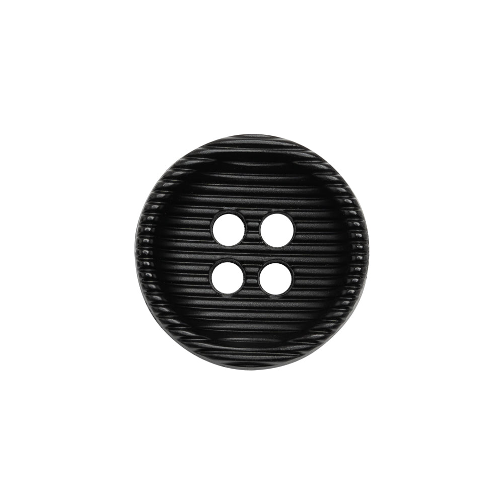 Plastic 4 Hole Button - Ribbed Black Bowl Shaped - 32L/20mm