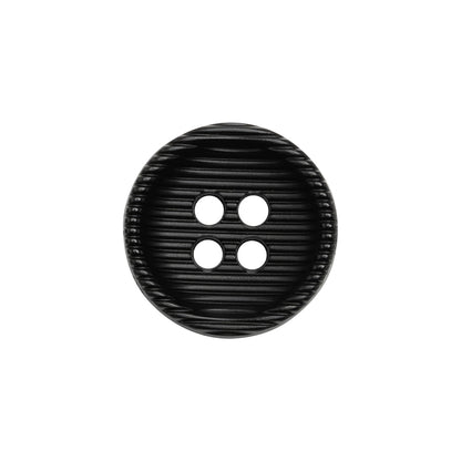 Plastic 4 Hole Button - Ribbed Black Bowl Shaped - 32L/20mm