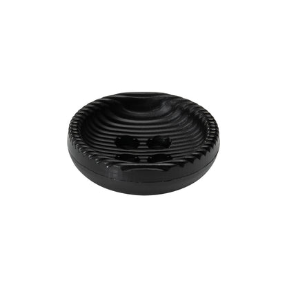 Plastic 4 Hole Button - Ribbed Black Bowl Shaped - 36L/23mm