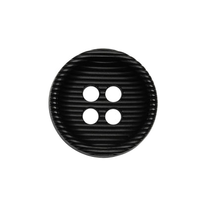 Plastic 4 Hole Button - Ribbed Black Bowl Shaped - 36L/23mm